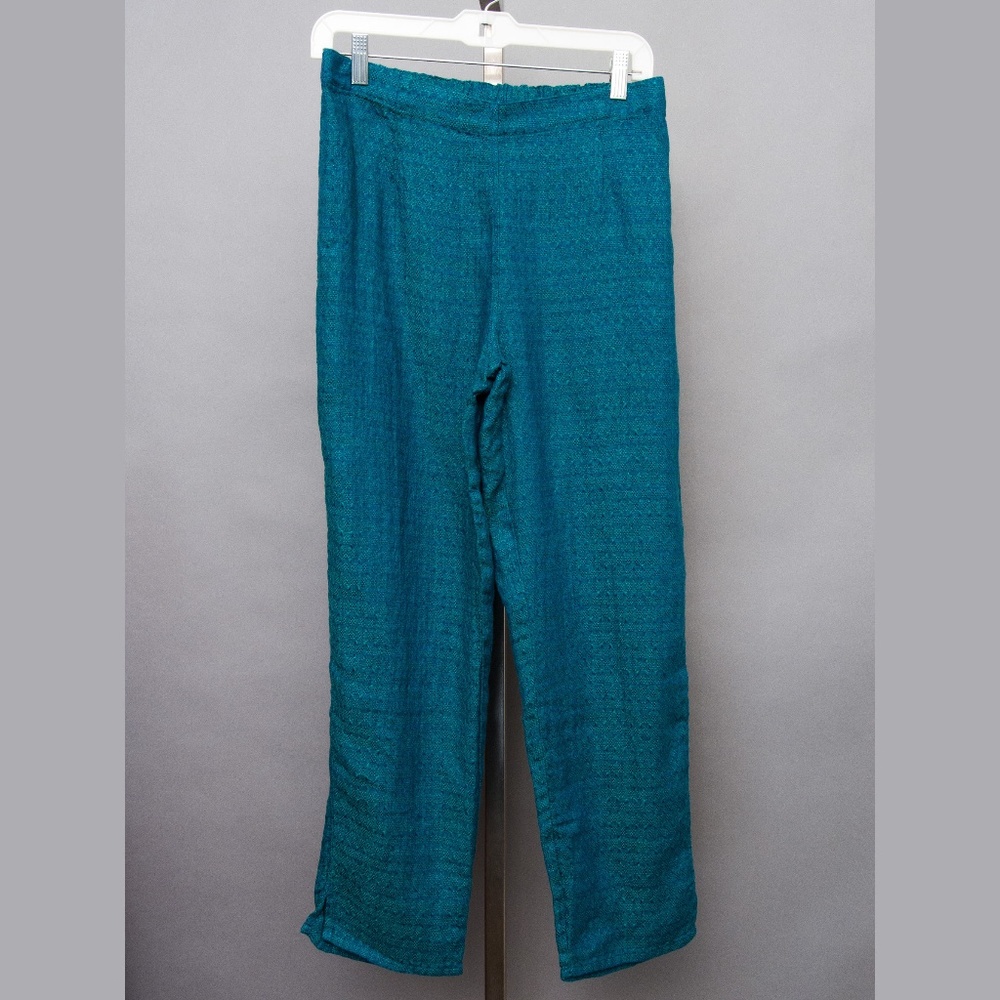 Flax pants M emerald green linen Summer lagenlook